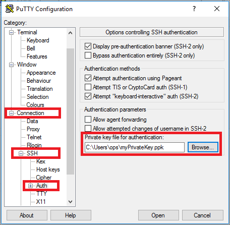 Putty SSH key location