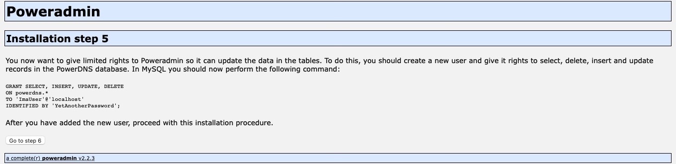 PowerAdmin - Installation Step 5